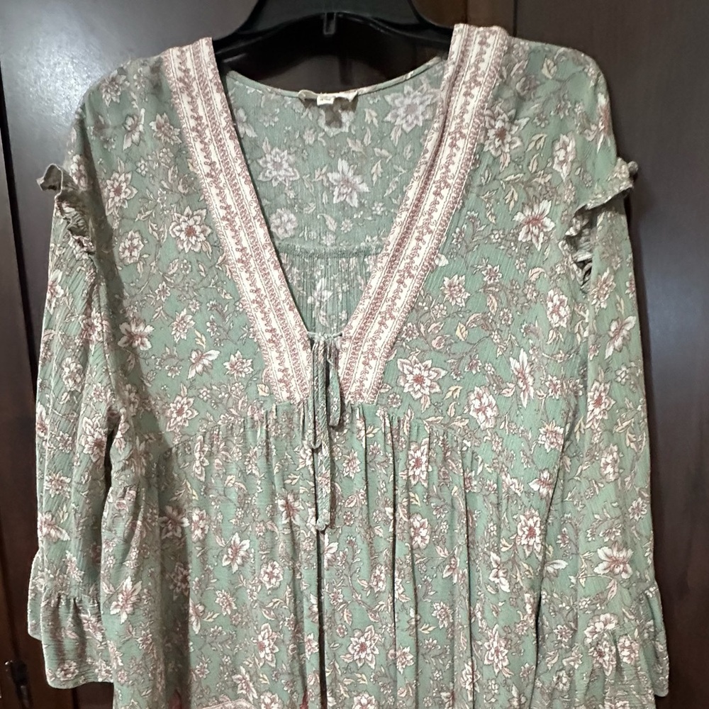 Missy Green Flowy Blouse